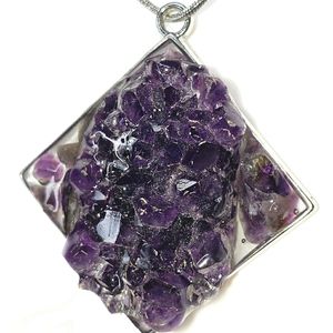 Handmade Amethyst Crystal Cluster Jewerly Necklace